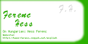 ferenc hess business card